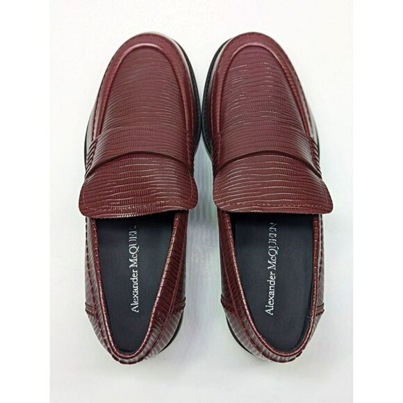 Alexander McQueen Men’s Jupiter Leather Moccasins Burgundy Size 46 (MSRP $990) main image 11